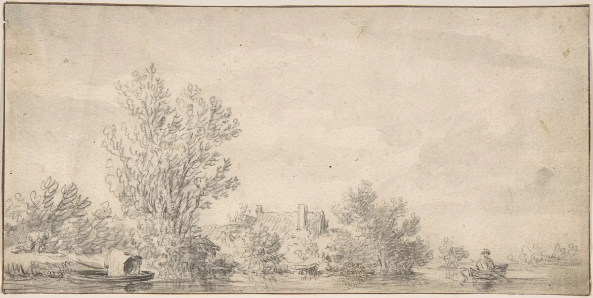 Landscape by Jan van Goyen, drawing, 1616-1656