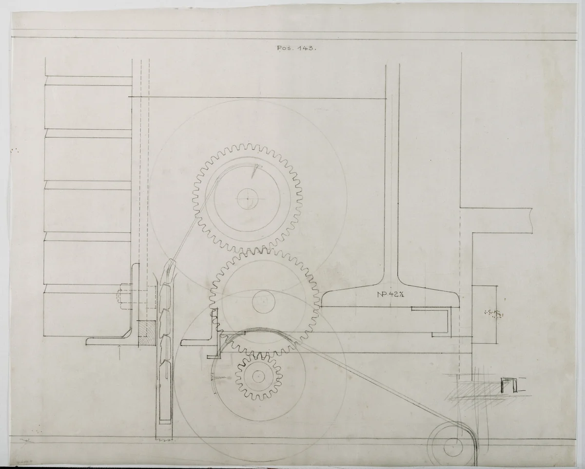 Hermann Lange House, Krefeld, Germany, Section, structural detail by Ludwig Mies van der Rohe, mies van der rohe archive, 1927