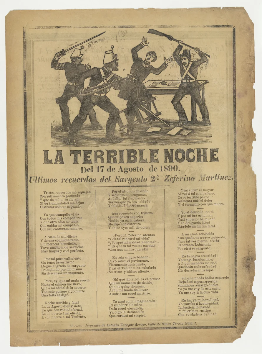The Terrible Night (La Terrible Noche) by José Guadalupe Posada, print, 1891