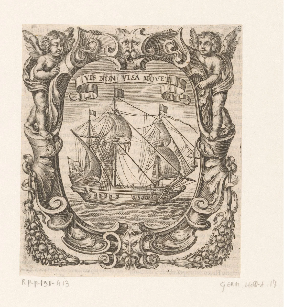 Schip op zee by Johann Eckhard Löffler, print, 1681