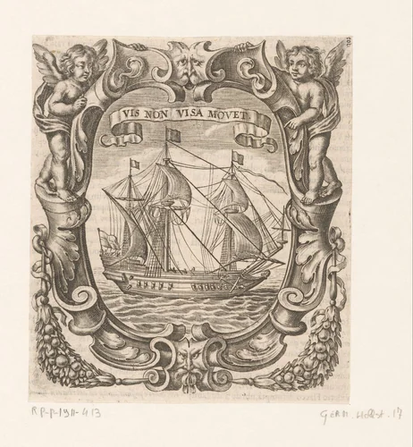 Schip op zee by Johann Eckhard Löffler, print, 1681