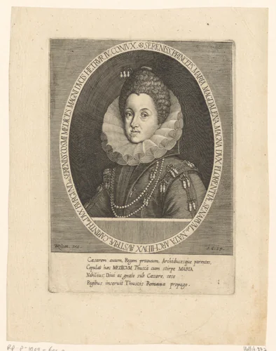 Portret van Maria Magdalena van Oostenrijk by Wolfgang Kilian, print, 1615