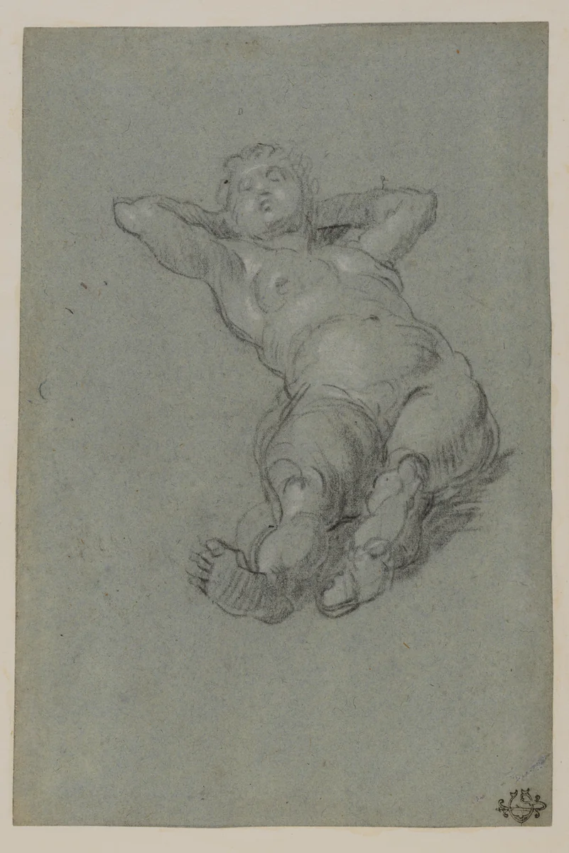 Reclining Female Nude by Domenico Tintoretto, drawing, 1600-1635