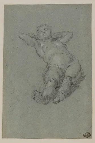 Reclining Female Nude by Domenico Tintoretto, drawing, 1600-1635