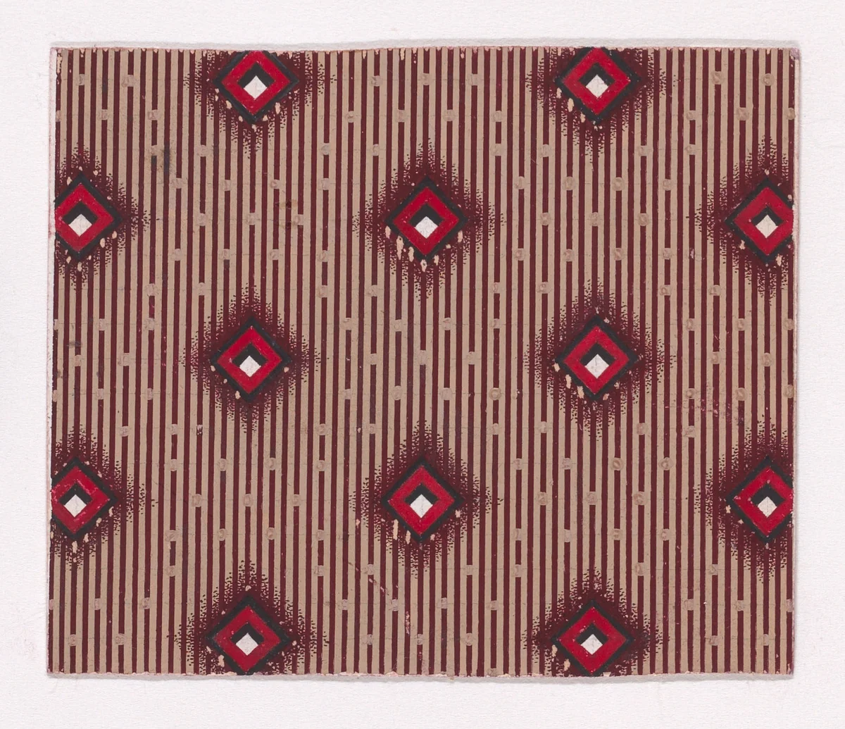 Textile Design with Alternating Lozenges over a Striped Background of Intermittent Lines by anonymous, drawing, 1840