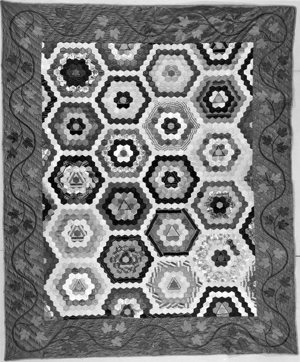Bedcover (Mosaic or Honeycomb Quilt) by United States, textile, 1855-1860