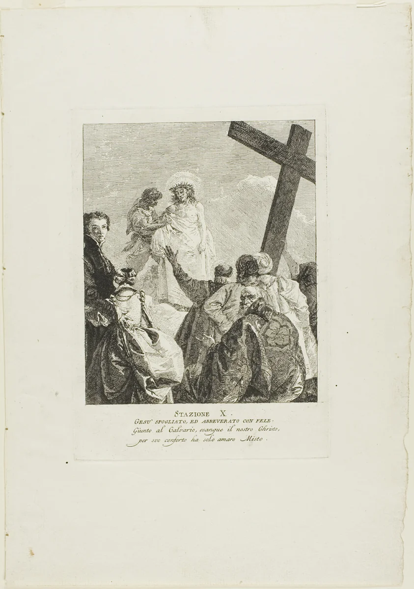 Christ is Stripped of His Garments, plate ten from Stations of the Cross by Giovanni Domenico Tiepolo, print, 1748