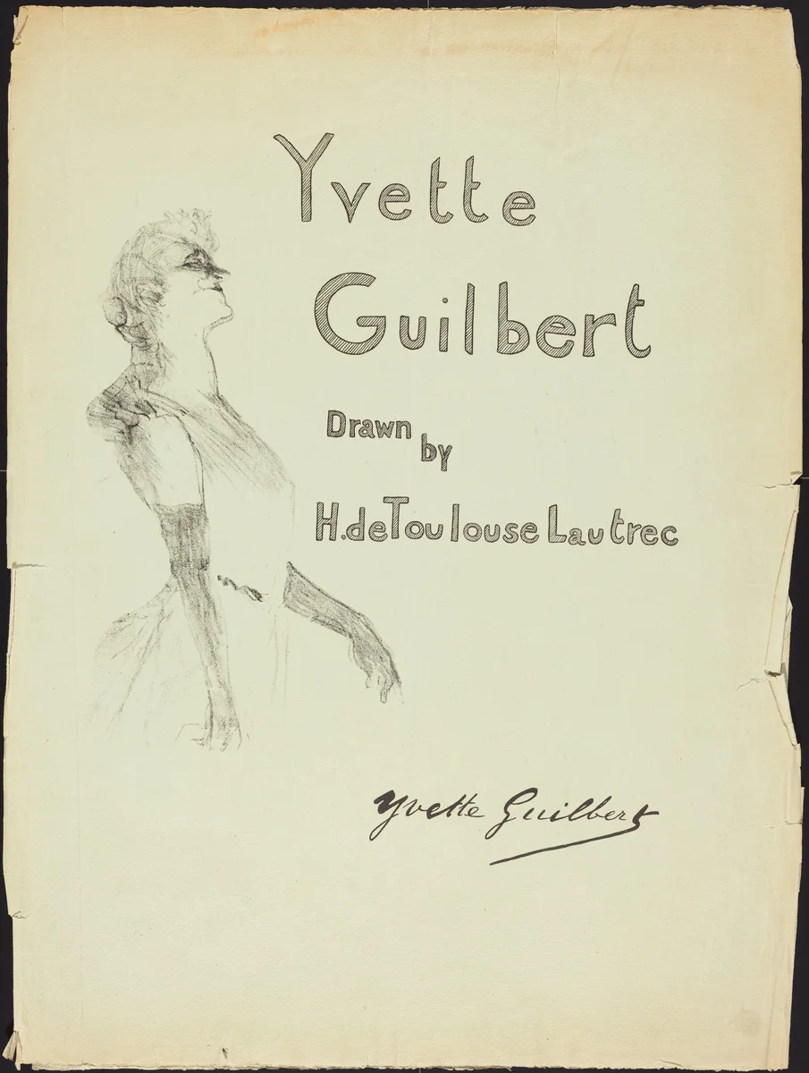 Cover, Yvette Guilbert by Henri de Toulouse-Lautrec, print, 1898