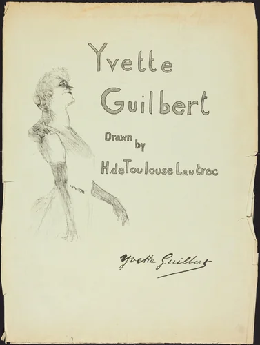 Cover, Yvette Guilbert by Henri de Toulouse-Lautrec, print, 1898
