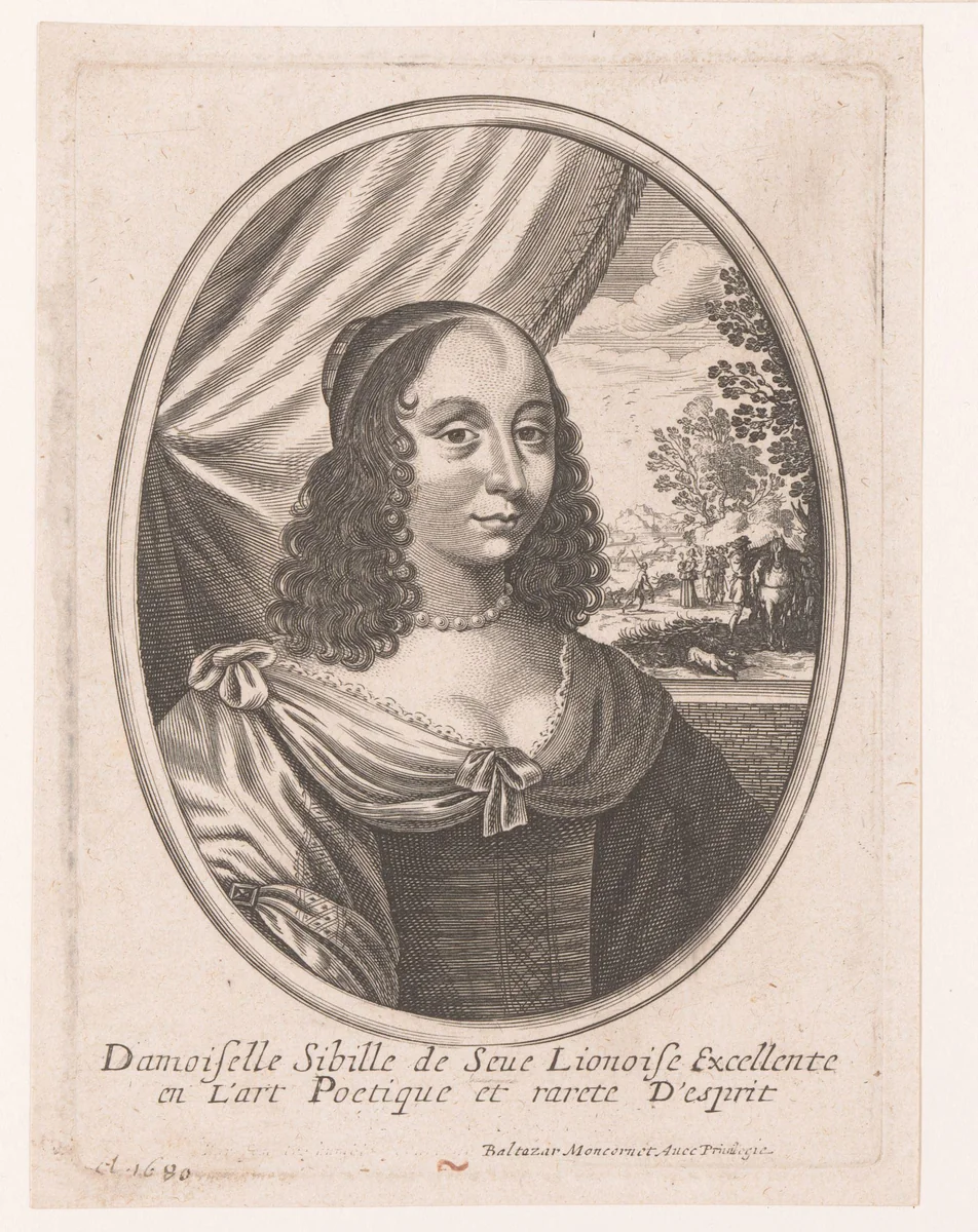 Portret van Sibylle de Sève by anonymous, print, 1610-1668