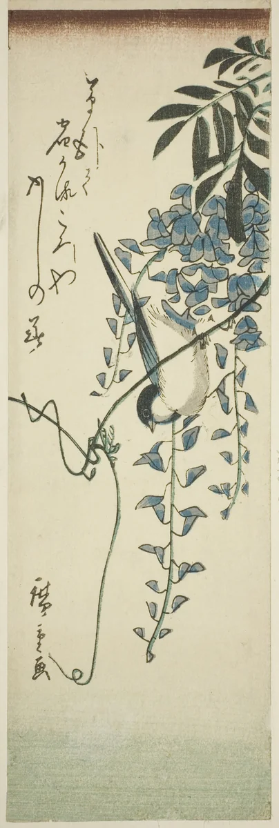 Bird and wisteria by Utagawa Hiroshige (歌川広重), print, 1837-1847