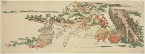 The Feather Robe (Hagoromo) by Katsushika Hokusai (葛飾 北斎), print, 1800-1849