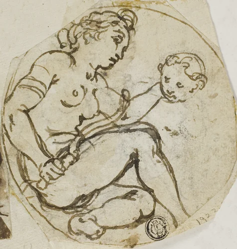 Venus and Cupid by Andrea Lilio, drawing, 1576-1649