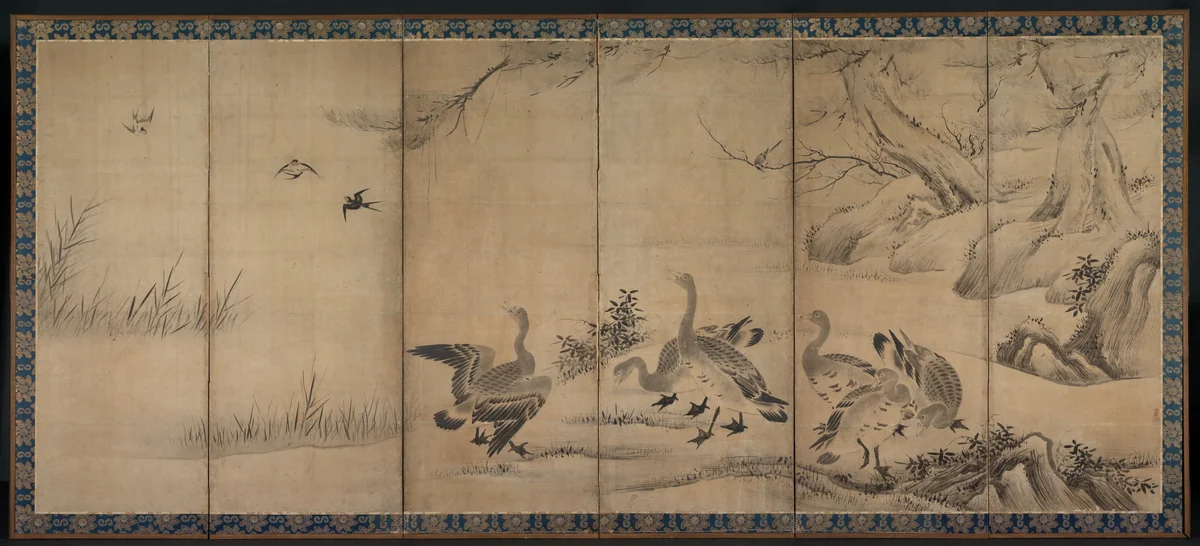 Wild Geese by Kano Sanraku (狩野山楽), painting, 1580-1635