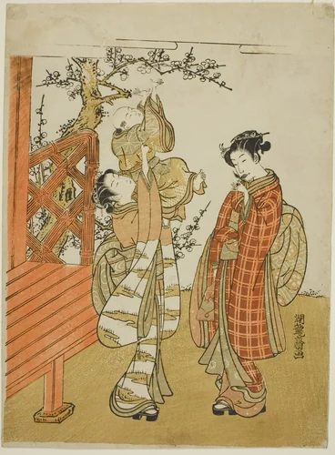 Retrieving the Shuttlecock by Isoda Koryusai, print, 1768-1778