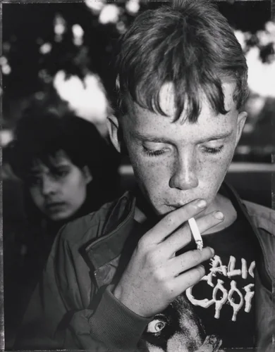 Early Morning, Plummer Park by Jim Goldberg, photograph, 1990