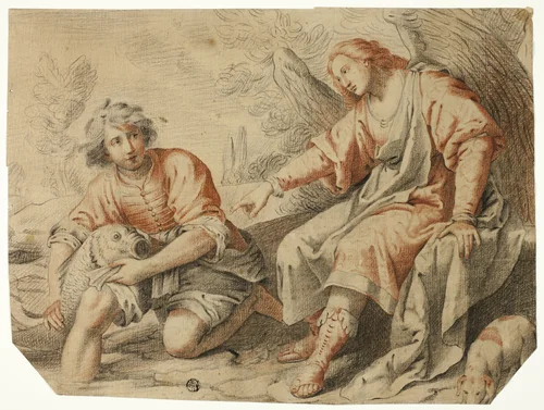 Tobias and the Angel by Matteo Rosselli, drawing, 1598-1700