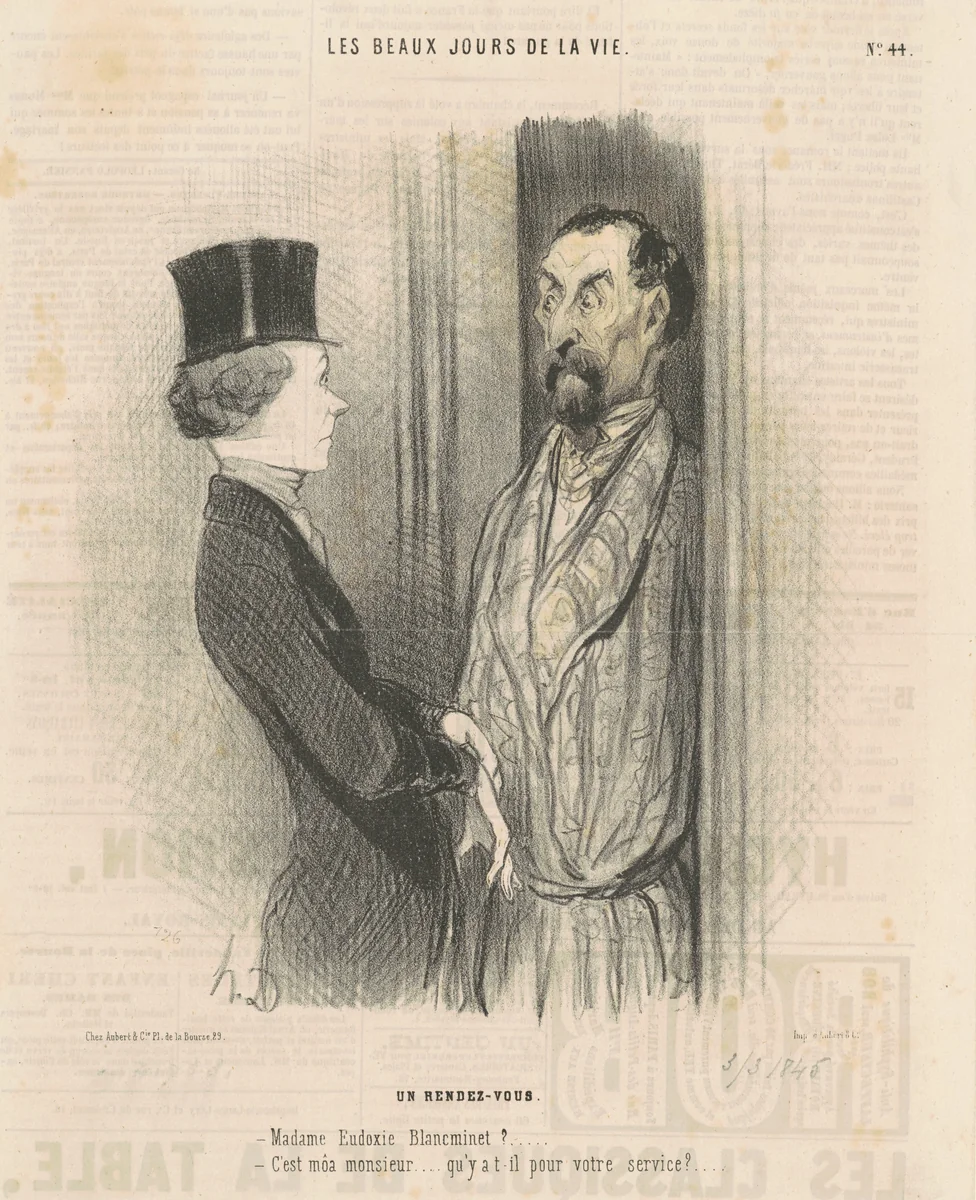Un rendez-vous by Honoré Daumier, print, 1845