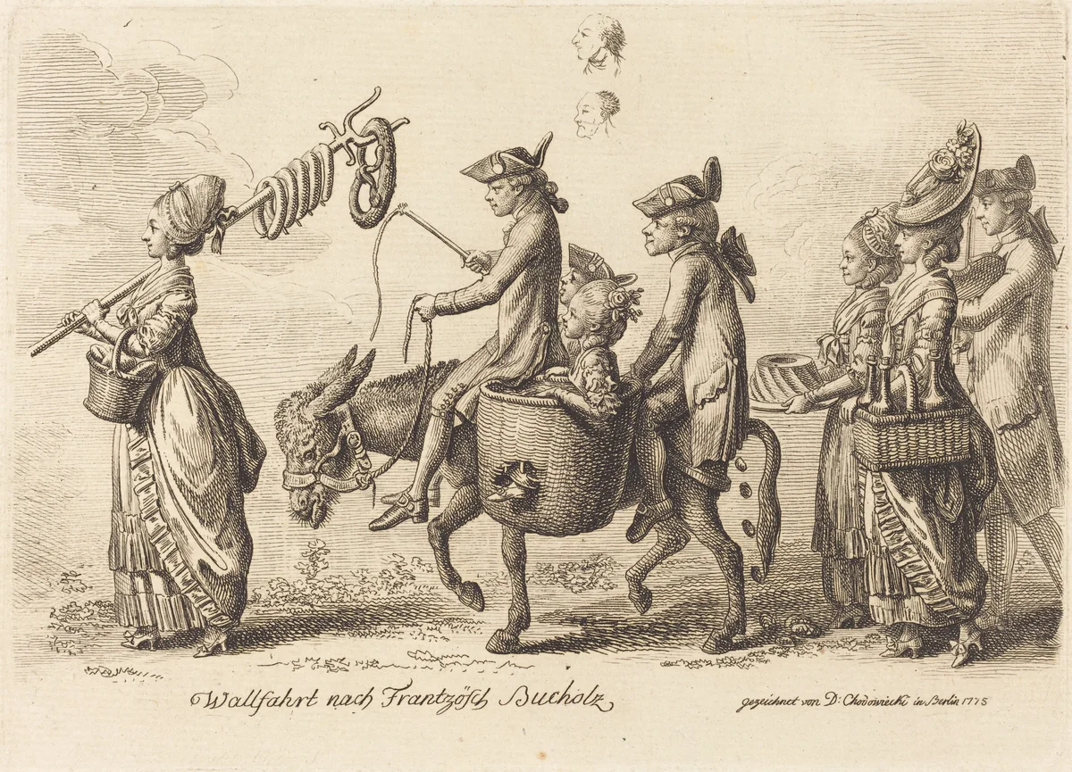 Wallfahrt nacht Frantzösch Bucholz (Pilgrimage to French Bucholz) by Daniel Nikolaus Chodowiecki, print, 1775
