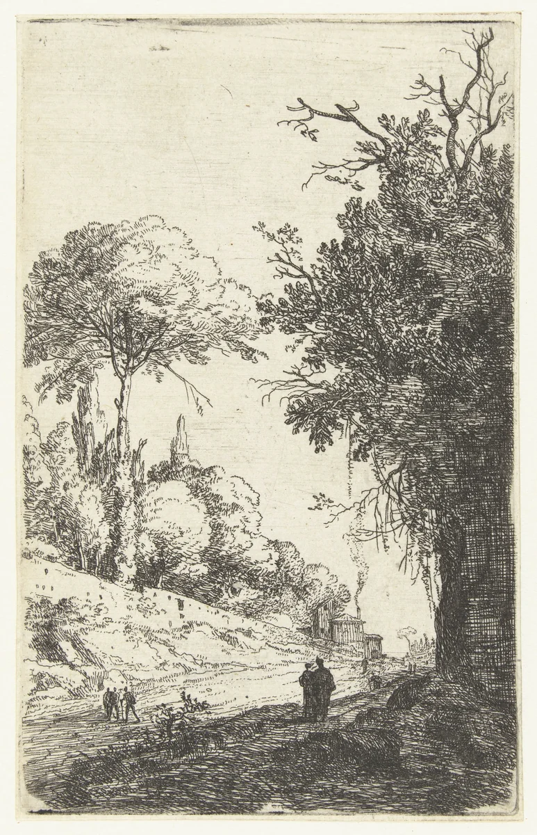 Via Flaminia nabij Rome by Bartholomeus Breenbergh, print, 1639-1640