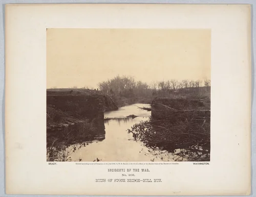 Ruins of Stone Bridge - Bull Run by Mathew Brady, photograph, 1862