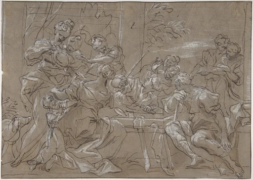 Achilles and the Daughters of Lycomedes by Gregorio de Ferrari, drawing, 1647-1726