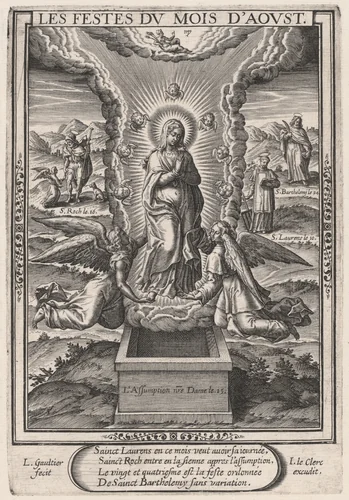 Les Festes du mois d'Aoust (August: The Assumption) by Léonard Gaultier; Jean Leclerc, print, 1603