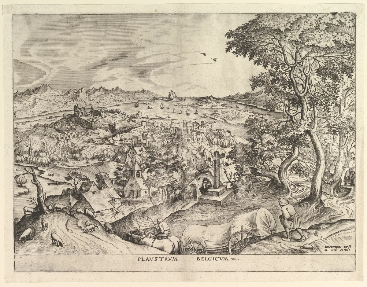 The Belgian Wagon (Plaustrum Belgicum), from "The Large Landscapes" by Johannes van Doetecum, print, 1550-1560