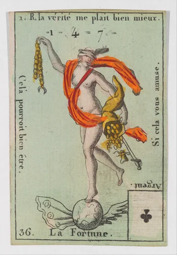 La Fortune, from the playing cards (for quartets) "Costumes des Peuples Étrangers" by anonymous, print, 1700-1799