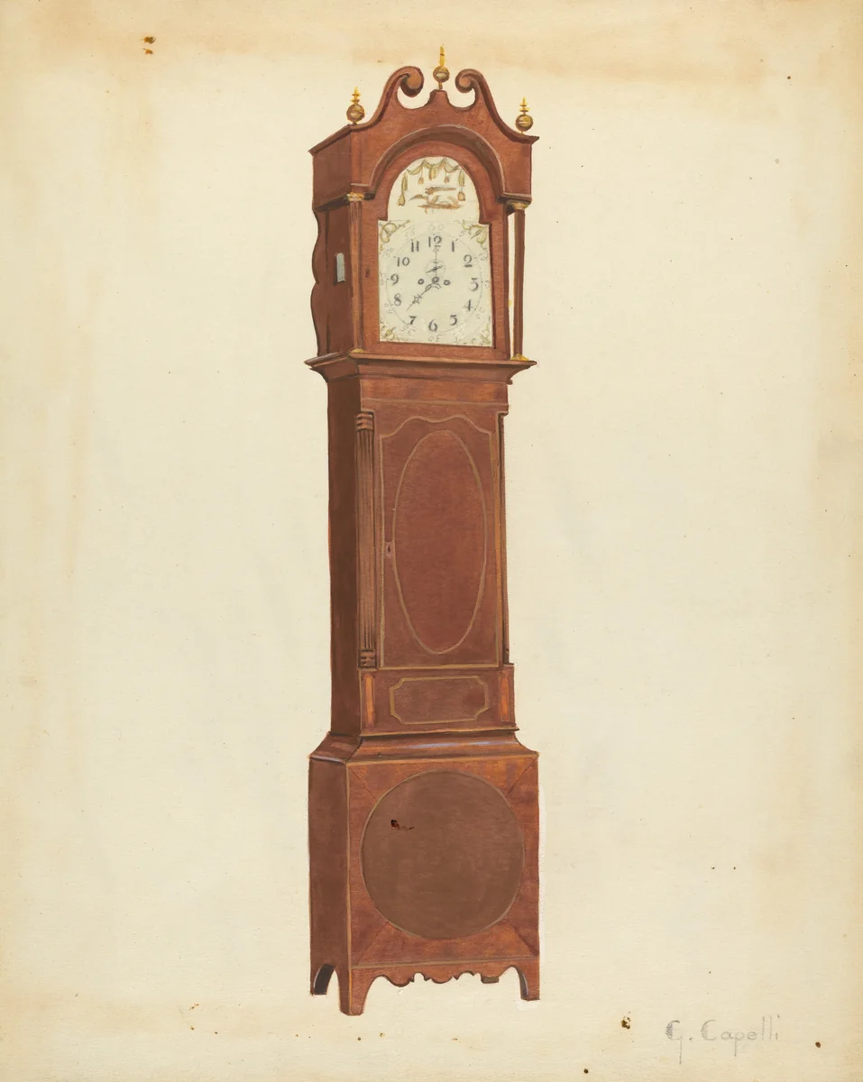 Grandfather Clock by Giacinto Capelli, index of american design, 1930-1940