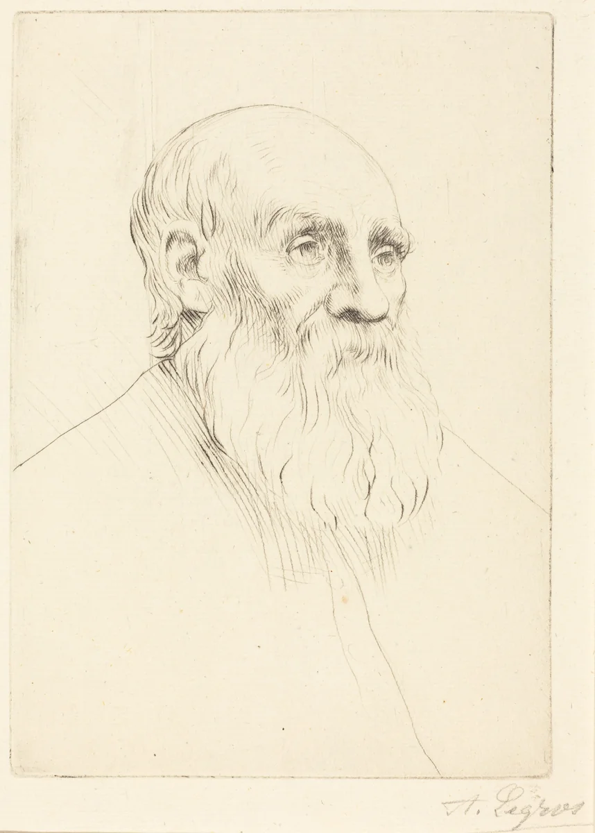 Head of an Old Man (Etude de tete) by Alphonse Legros, print, 1837-1911
