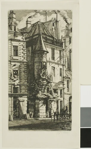 House with a Turret, rue de la Tixéranderie, Paris by Charles Meryon, print, 1852