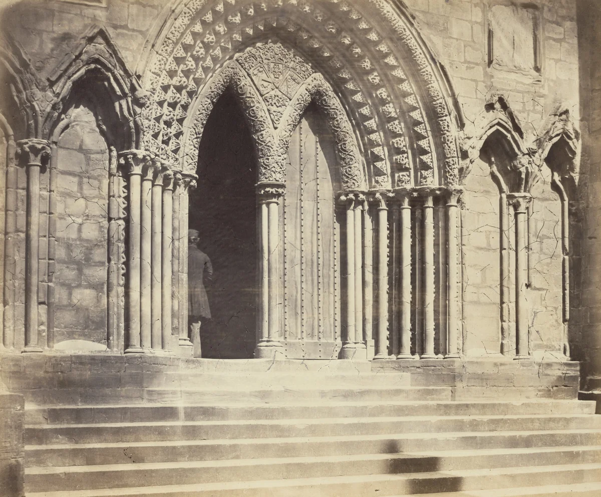 Lichfield Cathedral, Porch of the South Transept by Roger Fenton, photograph, 1855