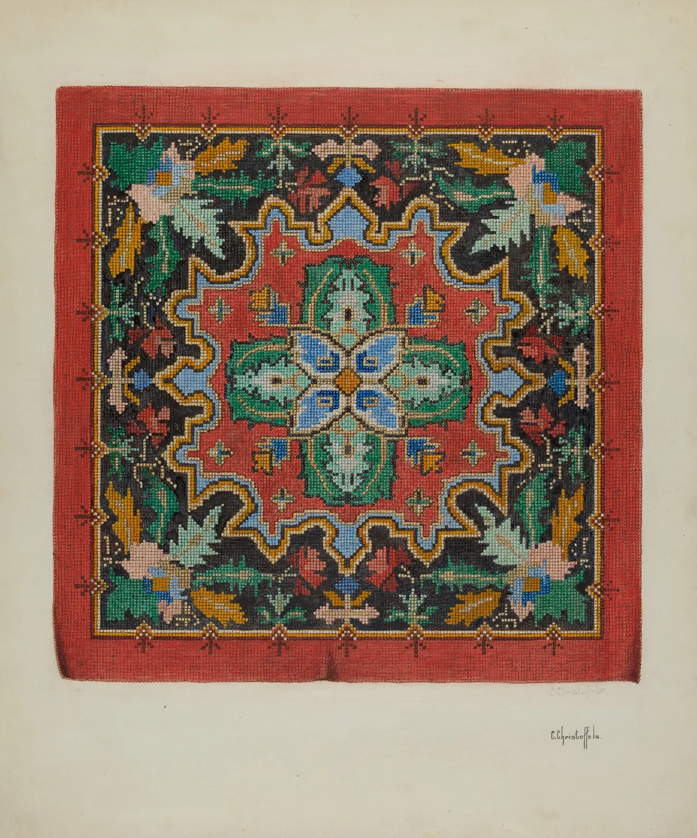 Needlepoint Tapestry by Cornelius Christoffels, index of american design, 1940