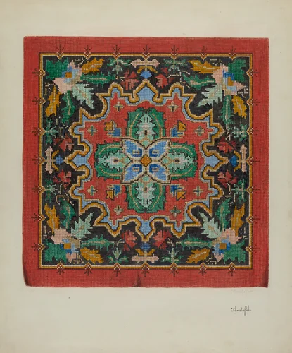 Needlepoint Tapestry by Cornelius Christoffels, index of american design, 1940