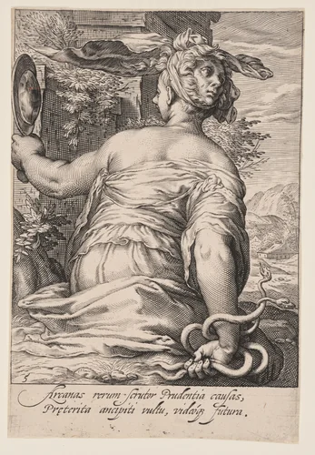 Prudence, from The Seven Virtues by Jacob Matham, print, 1597