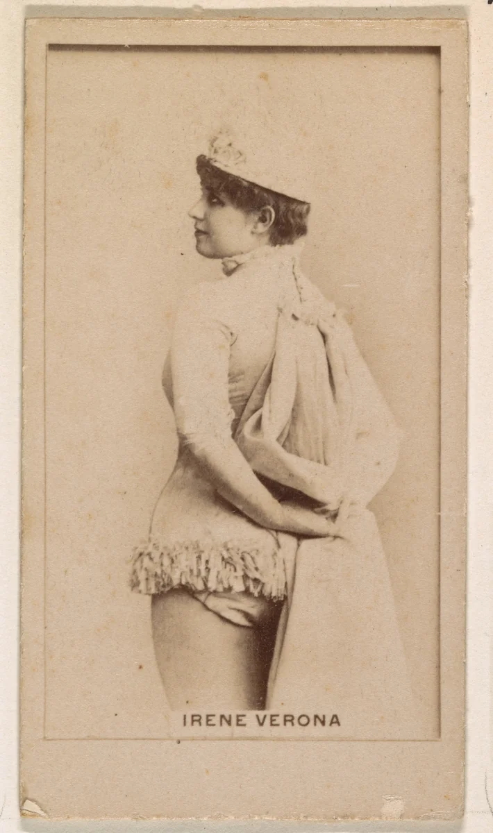 Irene Verona, from the Actresses series (N245) issued by Kinney Brothers to promote Sweet Caporal Cigarettes by Kinney Brothers Tobacco Company, photograph, 1890