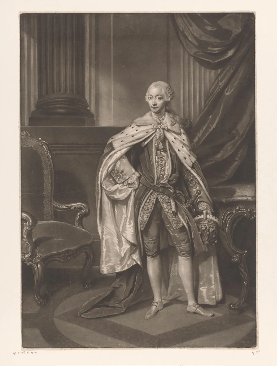 Portret van George William Hervey by James Watson, print, 1759-1770