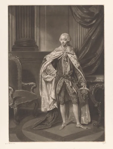 Portret van George William Hervey by James Watson, print, 1759-1770