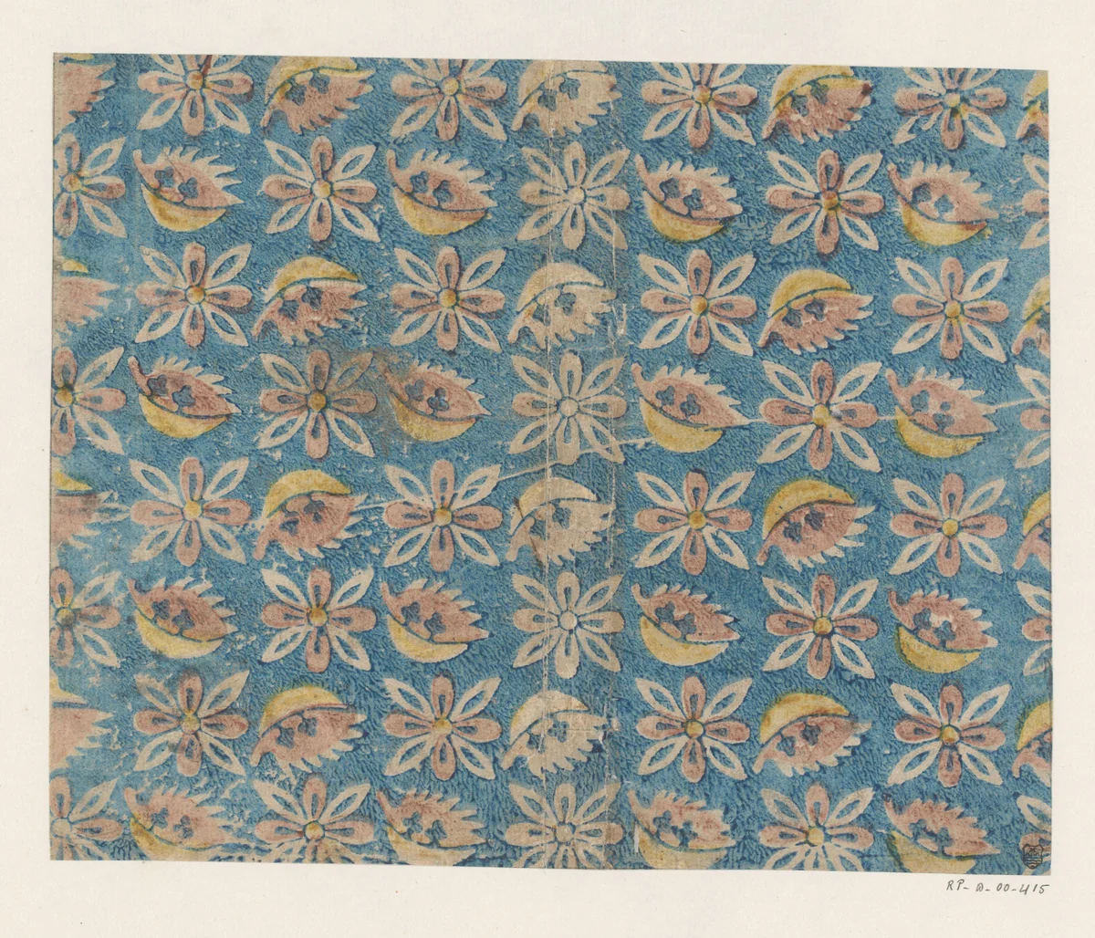 Blad met banenpatroon van uitgespaard bladmotief by anonymous, print, 1700-1850