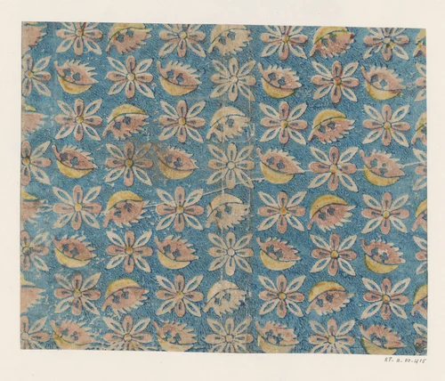 Blad met banenpatroon van uitgespaard bladmotief by anonymous, print, 1700-1850