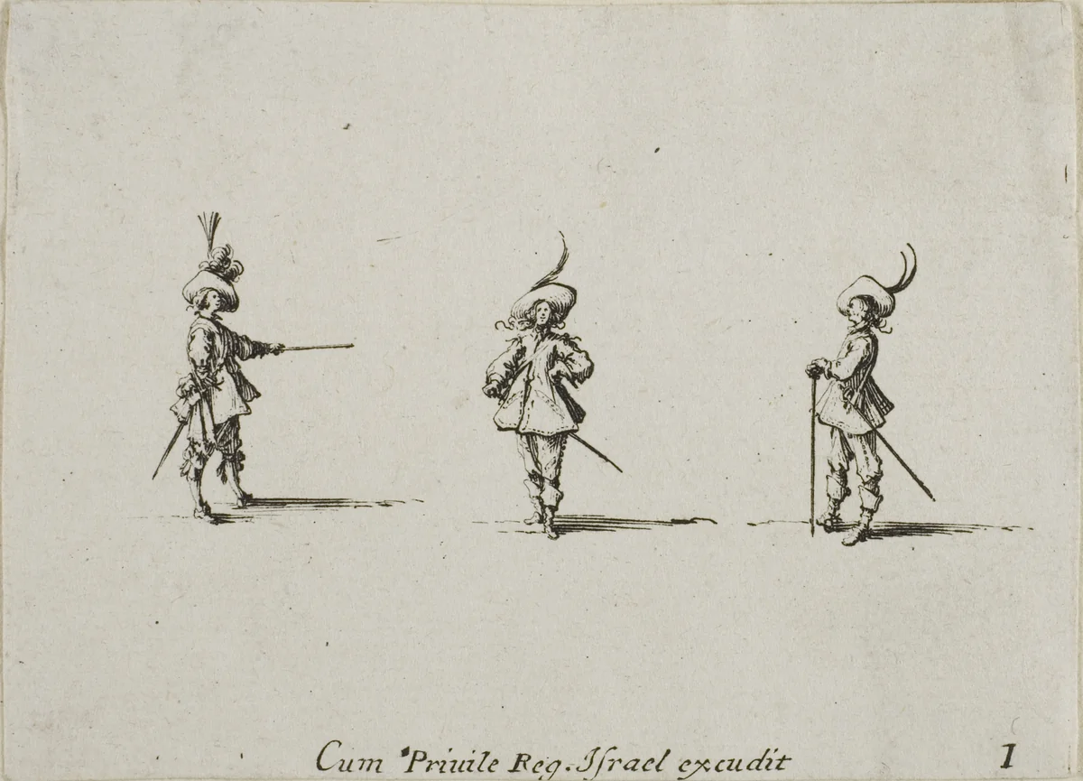 Unarmed Drill, plate one from The Military Exercises by Jacques Callot, print, 1635
