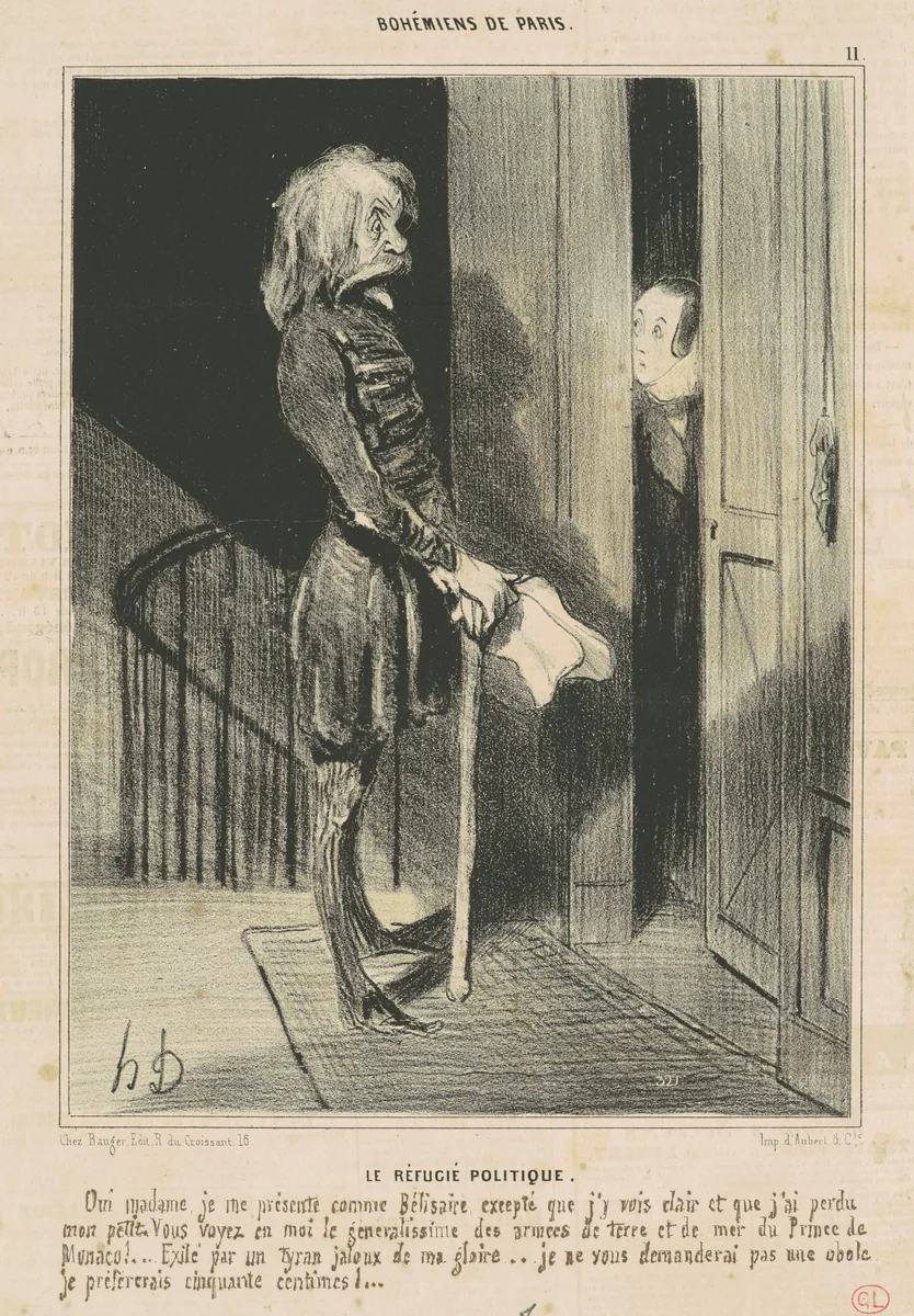Le réfugié politique by Honoré Daumier, print, 1842