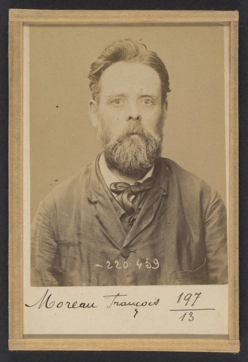Moreau. François. 47 ans, né le 19/11/46 à Nevers (Nièvre). Menuisier: Anarchiste. 2/7/94. by Alphonse Bertillon, photograph, 1894