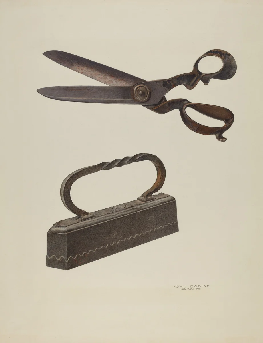 Tailor's Shears and Iron by John Bodine, index of american design, 1939