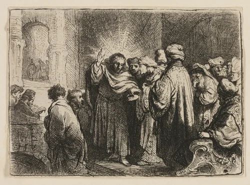 The Tribute Money by Rembrandt van Rijn, print, 1629-1639