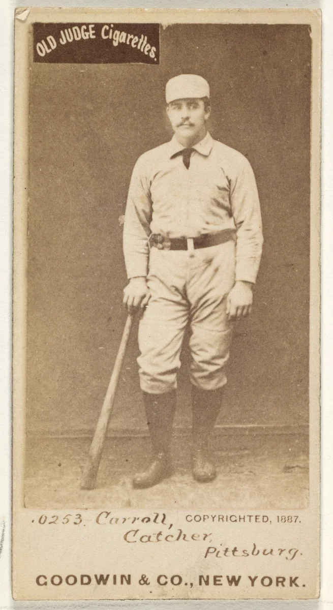 Frederick Herbert "Fred" Carroll, Catcher, Pittsburgh, from the Old Judge series (N172) for Old Judge Cigarettes by Goodwin & Company, photograph, 1887
