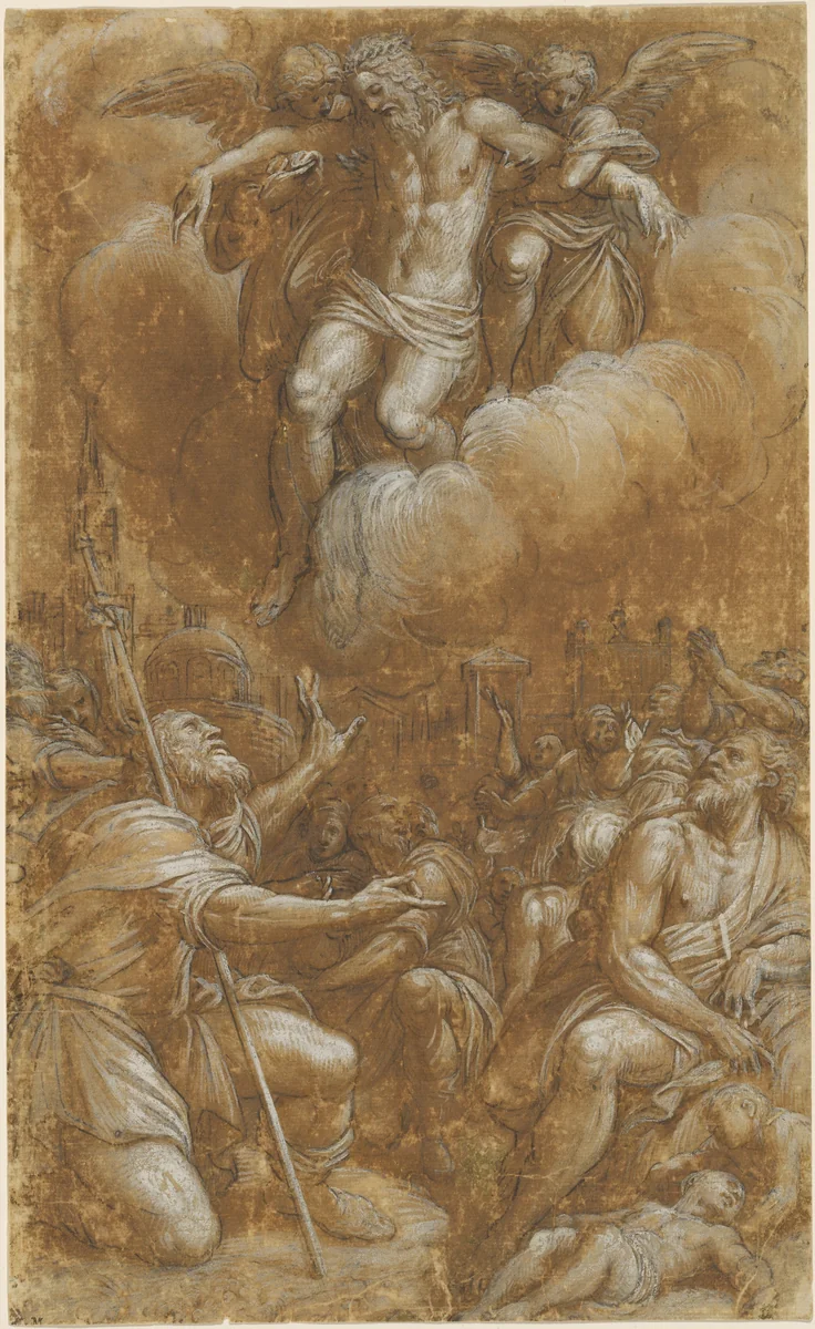 Saint Roch Interceding on Behalf of Plague Victims by Lattanzio Gambara, drawing, 1567-1573