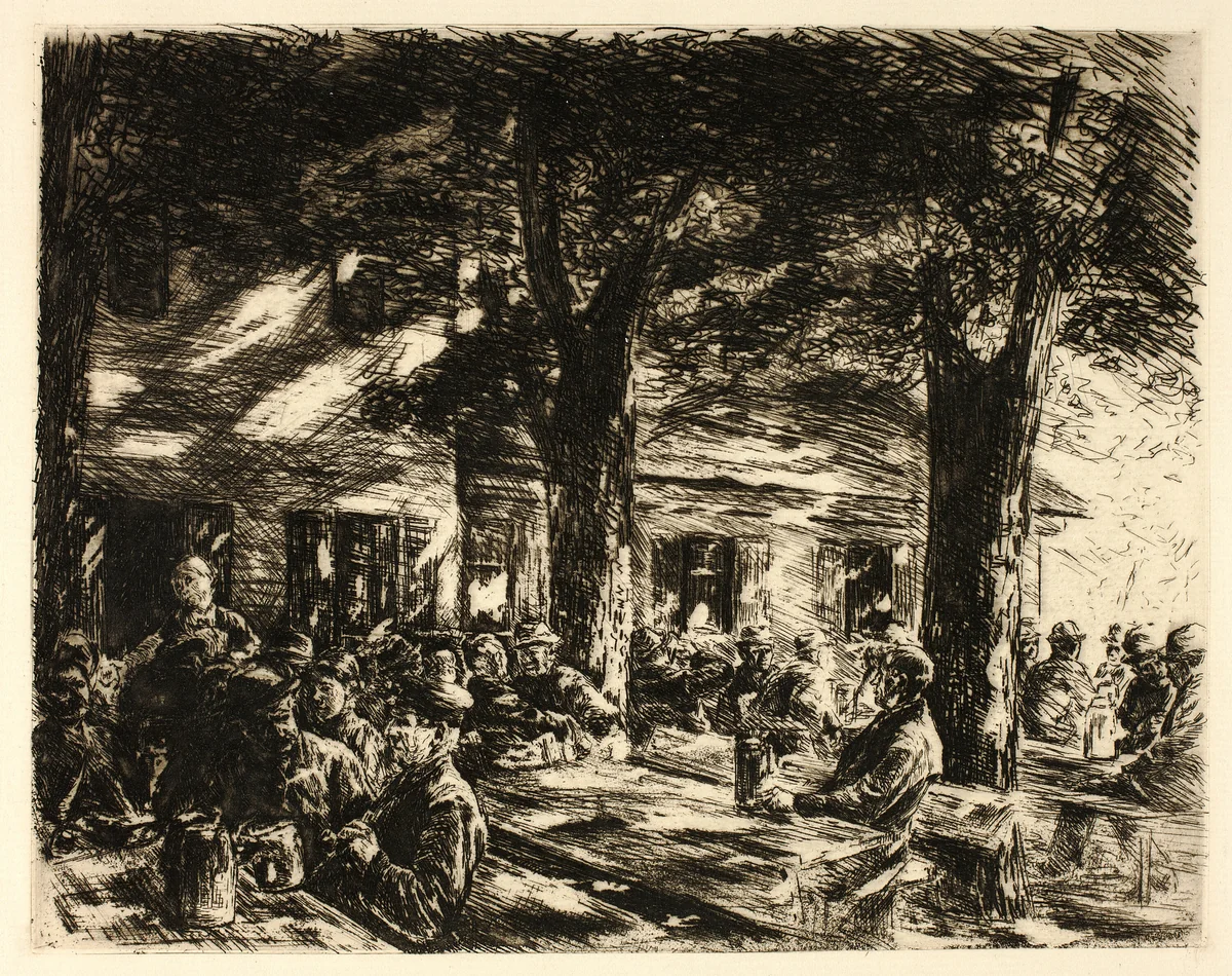 Beer Garden in Rosenheim by Max Liebermann, print, 1895