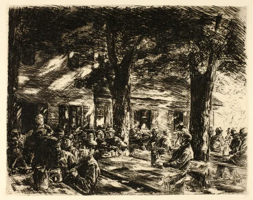 Beer Garden in Rosenheim by Max Liebermann, print, 1895